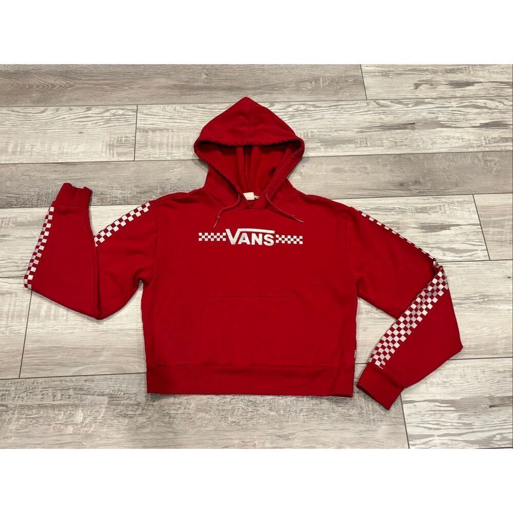 Vans red semi cropped hoodie sweatshirt size XS